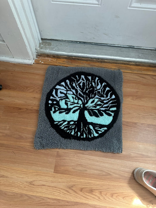 Tree of Life Hand-Tufted Rug — 16" x 16"