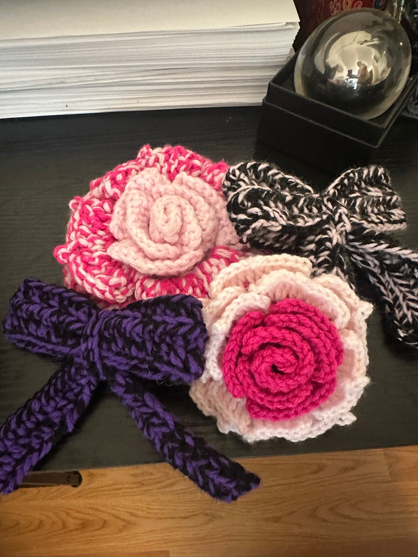 Handmade Crochet Keychain — Rose or Bow
