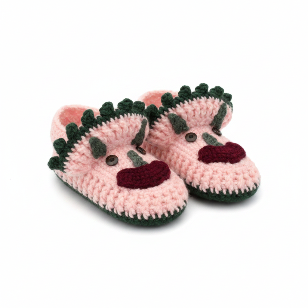 Animal Face Crochet Moccasin Slippers