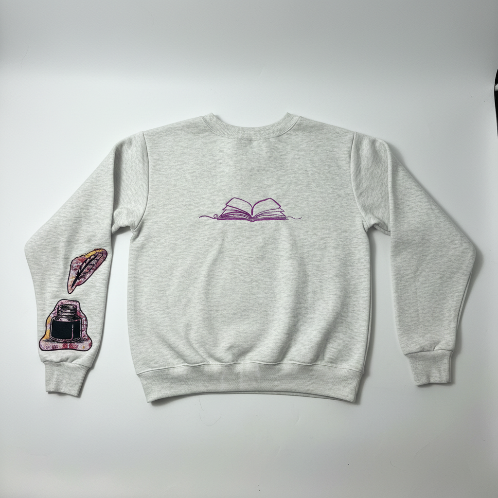 The Reader's Crewneck flat lay product photo