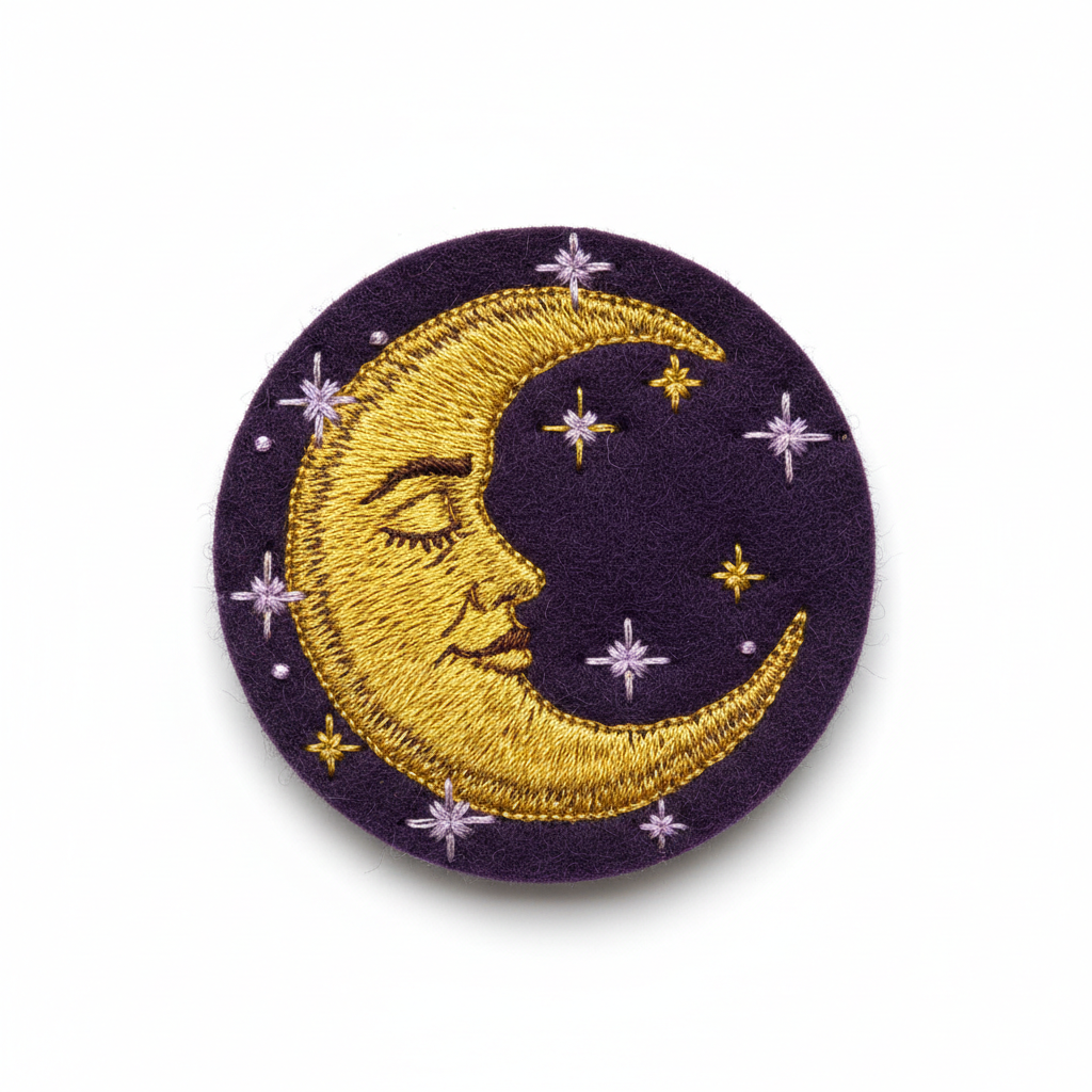 Sleeping Moon Embroidered Patch