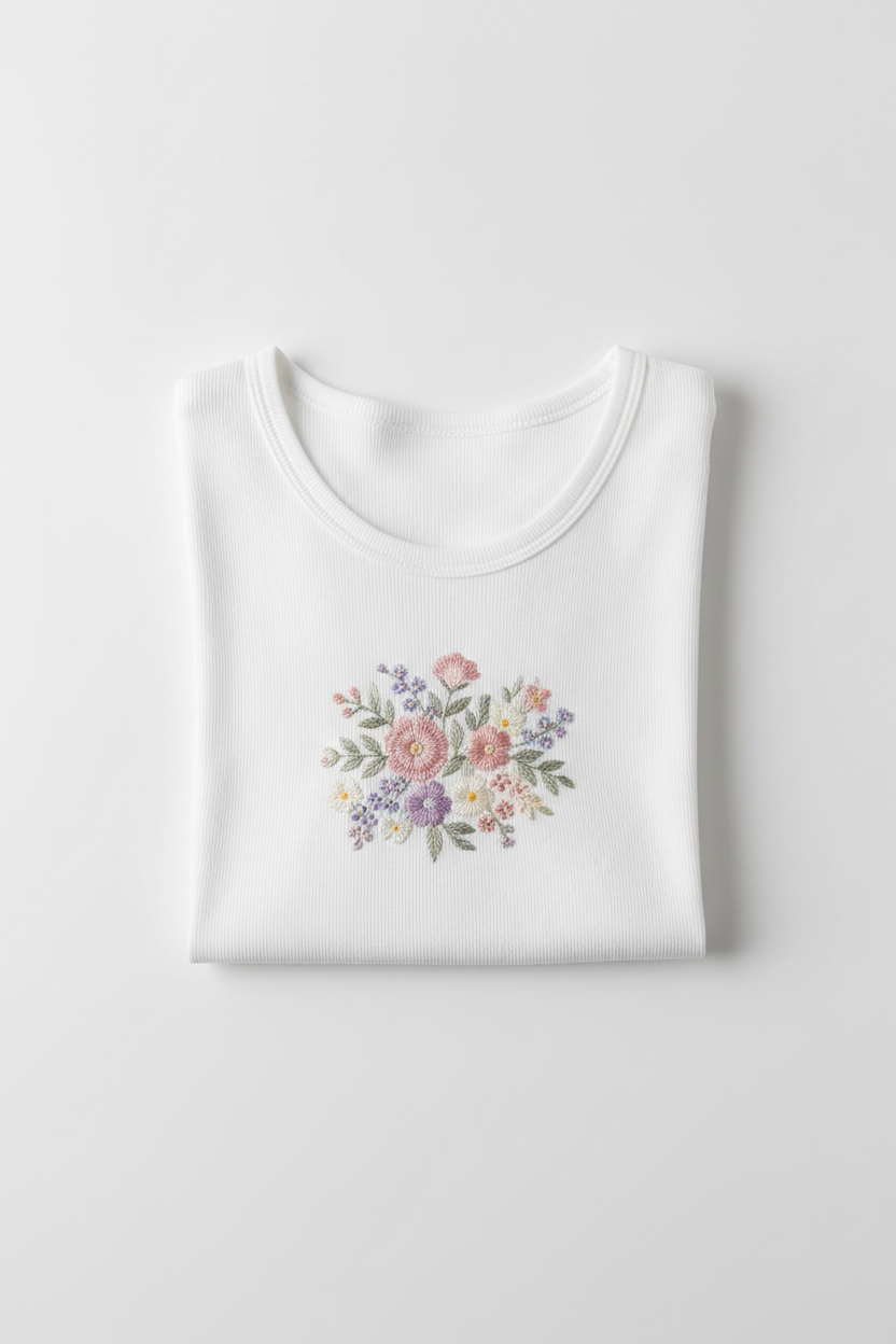 White Embroidered Tank Top